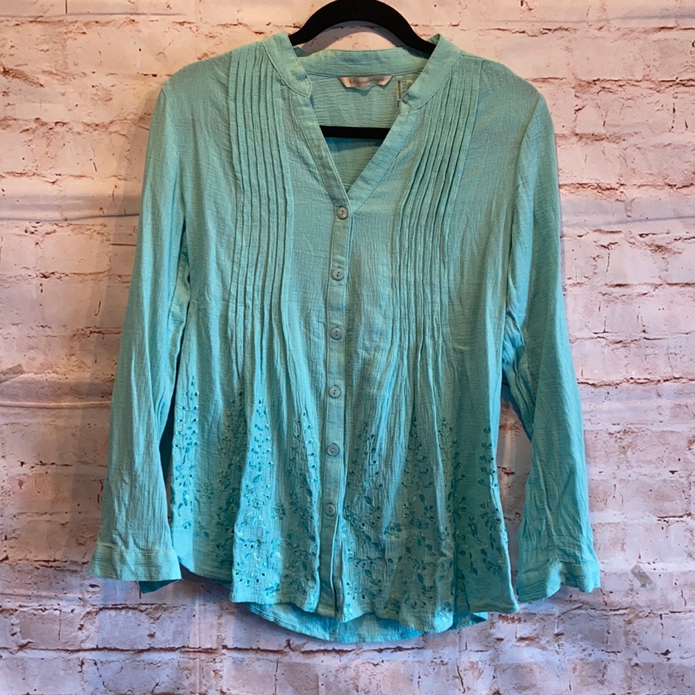 Soft surroundings glam gauze shirt xs long sleeve